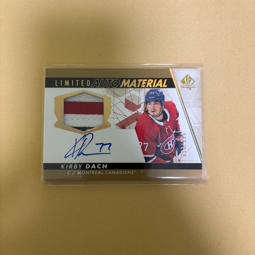 2022/23 Upper Deck SP Authentic Kirby Dach Limited Auto Material Patch /100 Montreal Canadiens #78 Sports Card