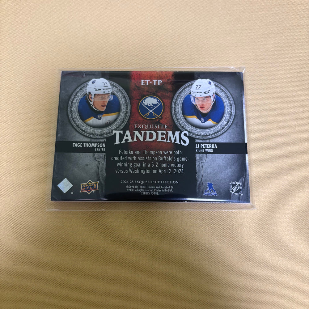 2024/25 Upper Deck Exquisite Collection Tandems Tage Thompson/JJ Peterka /299 ET-TP Sports Card