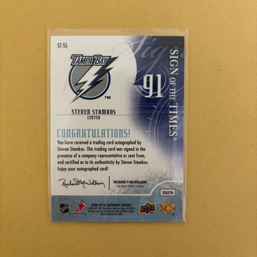2008-09 Upper Deck SP Authentic Steven Stamkos Sign Of The Times Autographs Tampa Bay Lightning #ST-SS Sports Card