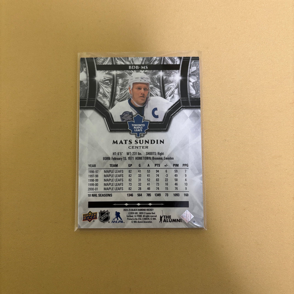 2024-25 Black Diamond Mats Sundin #BDB-MS Legends /349 Toronto Maple Leafs Sports Card