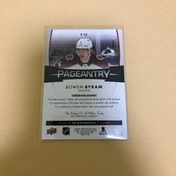 2023-24 UD SP Authentic Bowen Byram On Card Auto Pageantry #P-24 Avalanche Sports Card