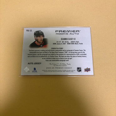 2024 UPPER DECK PREMIER #PRA-SE SEAMUS CASEY ROOKIE AUTO JERSEY MEM /99 Sports Card