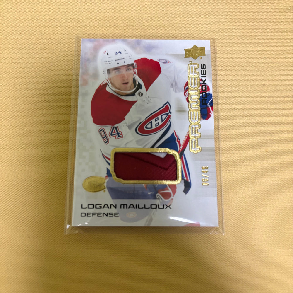 2024-25 UD Premier Hockey Logan Mailloux RC Rookie Gold Premium Mem /49 Sports Card