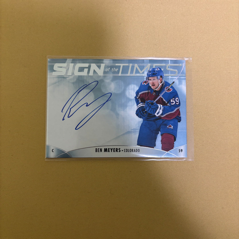 Ben Meyers SIGN OF THE TIMES AUTO 2023-24 SP Authentic Hockey #SOTT-BM Avalanche Sports Card