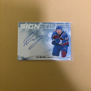 Ben Meyers SIGN OF THE TIMES AUTO 2023-24 SP Authentic Hockey #SOTT-BM Avalanche Sports Card