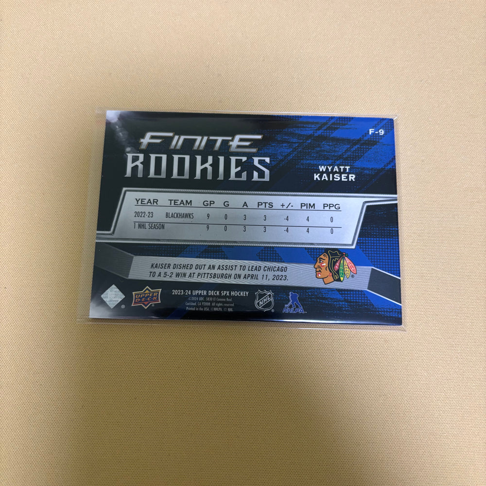 2023-24 SPx Finite Rookies /799 Wyatt Kaiser #F-9 RC Sports Card