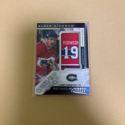 2022/23 Upper Deck Black Diamond Larry Robinson Retired Numbers Patches /99 Montreal Canadiens HRN-LR Sports Card