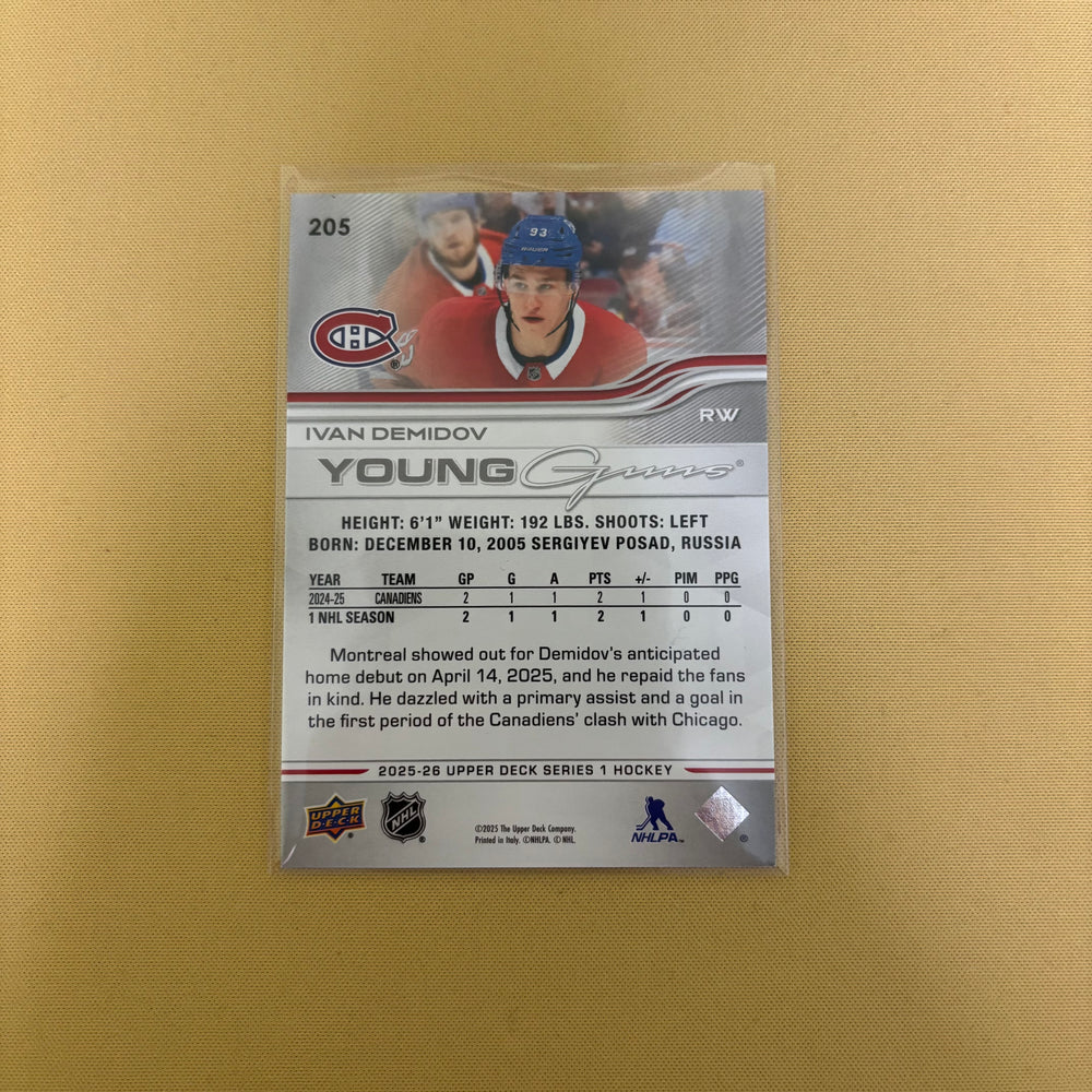 2025-26 Upper Deck Series 1 Ivan Demidov Young Gun Canadiens #205 Sports Card