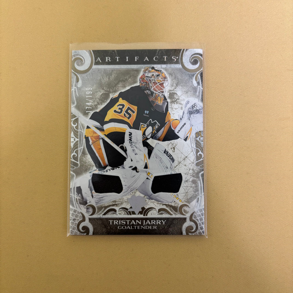 2024/25 Upper Deck Artifacts Tristan Jarry Gold Materials Jersey /199 Pittsburgh Penguins #106 Sports Card