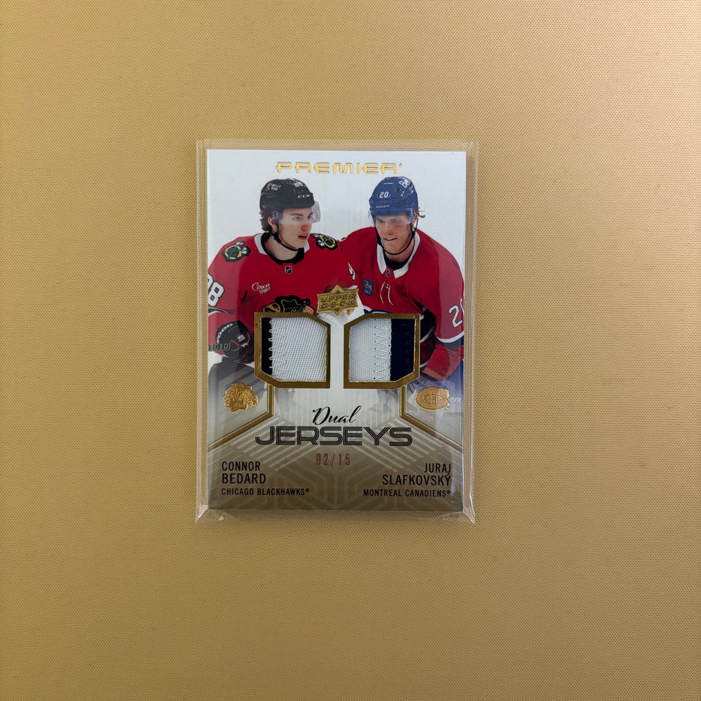 2024/25 Upper Deck Premier Dual Jerseys Connor Bedard/Juraj Slafkovsky /15 PD-BS Sports Card