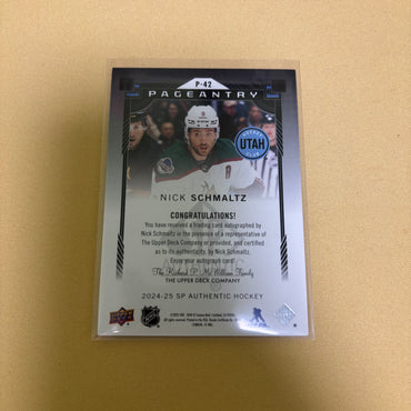 2024-25 SP Authentic Pageantry Auto Nick Schmaltz Utah Hockey Club Sports Card