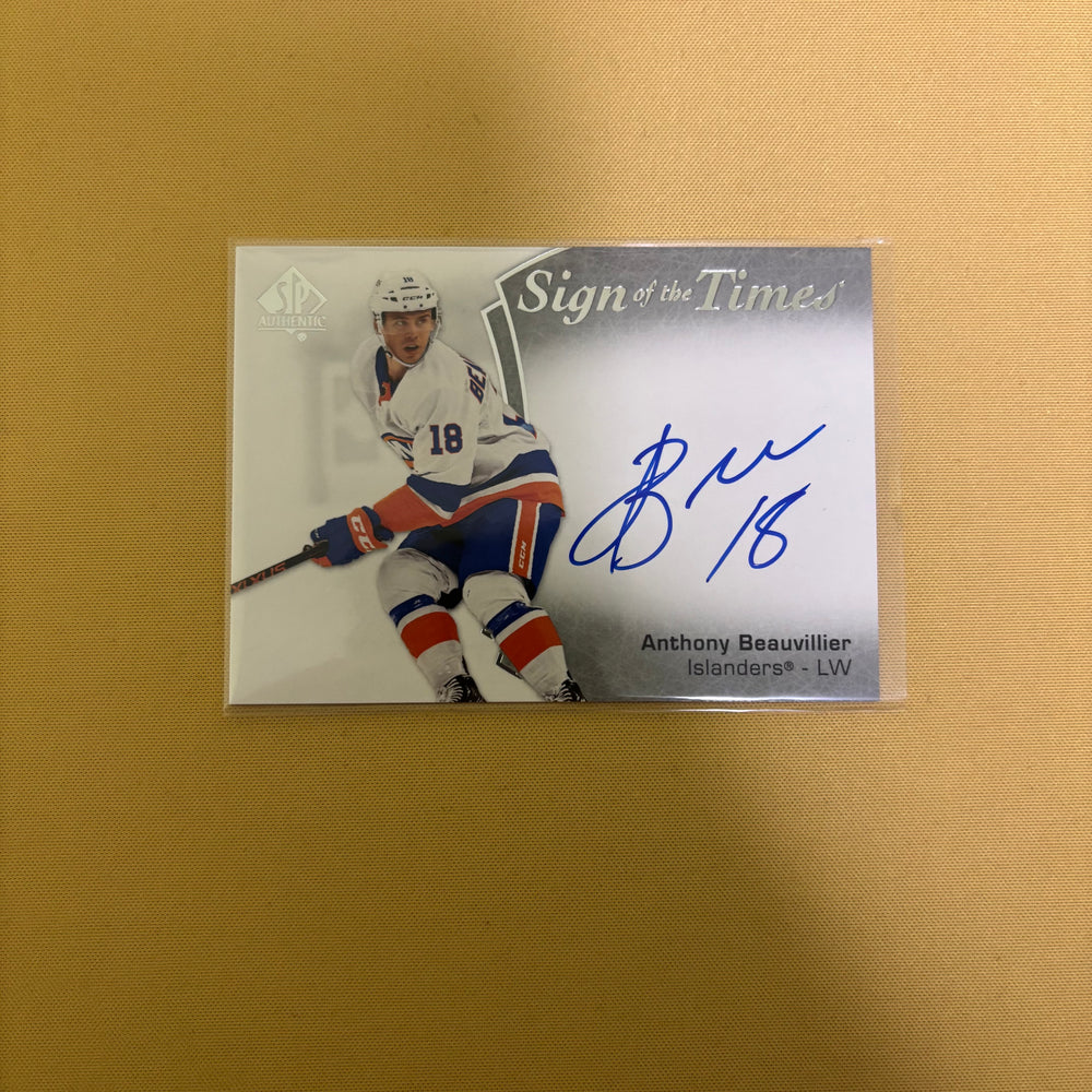 2021-22 UD SP Authentic Anthony Beauvillier Sign of the Times Auto SOTT-AB Sports Card