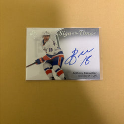 2021-22 UD SP Authentic Anthony Beauvillier Sign of the Times Auto SOTT-AB Sports Card