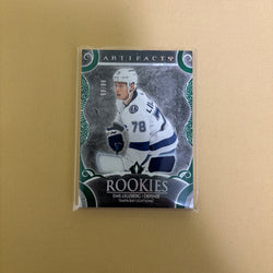 2024 UD ARTIFACTS #188 EMIL LILLEBERG MATERIAL EMERALD PATCH ROOKIE RC /99 Sports Card