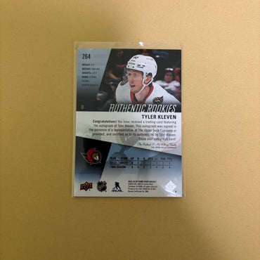 2023-24 SP Game Used Authentic Rookies Auto Tyler Kleven Blue #264 Sports Card