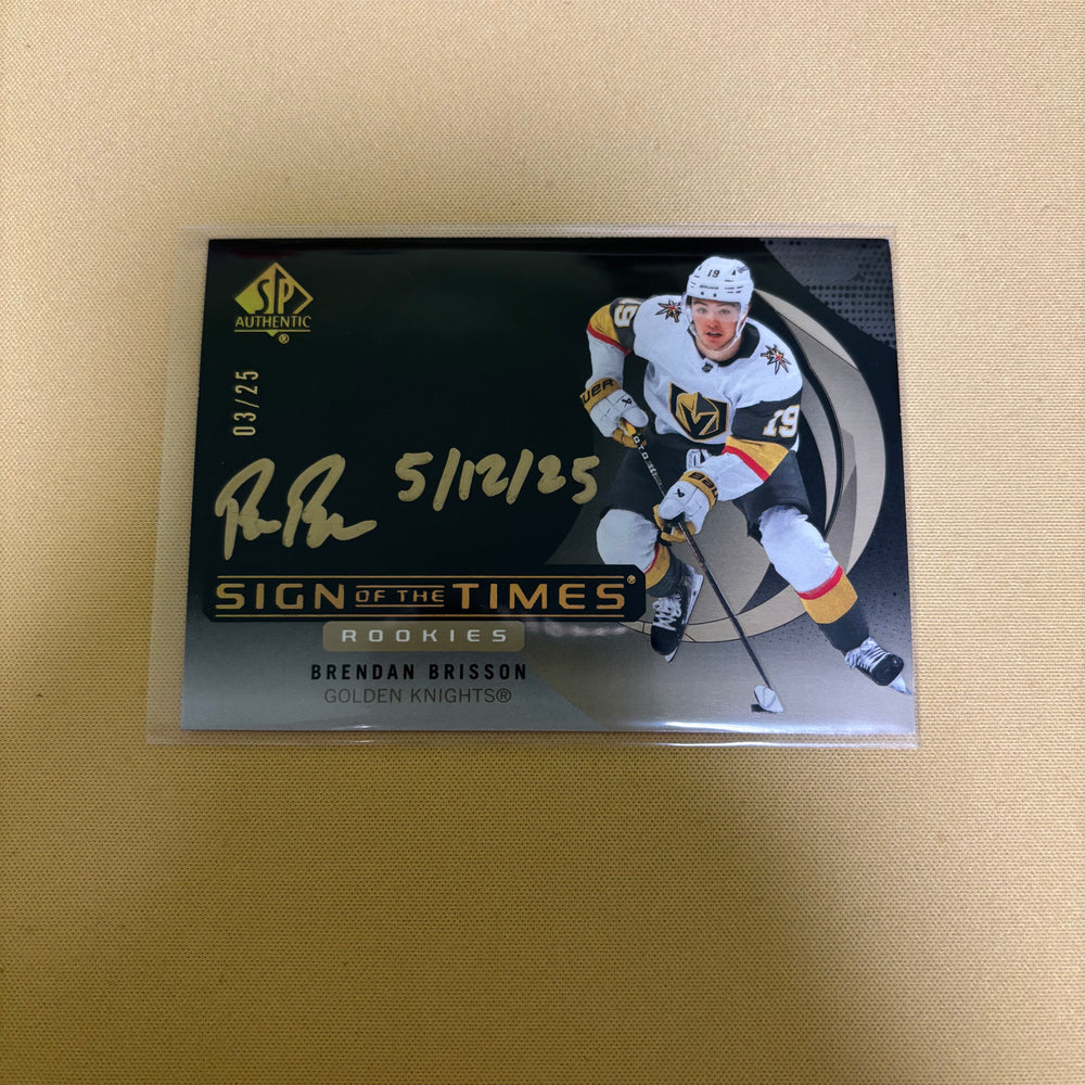 2024-25 SPA Sign of the Times Black Inscribed Brendan Brisson RC Auto /25 Sports Card