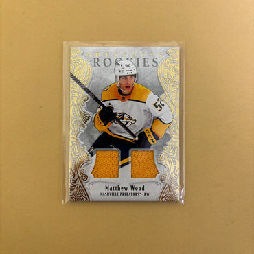 2025/26 Upper Deck Artifacts Matthew Wood Gold Material Rookie Jersey /499 Nashville Predators #187 Sports Card