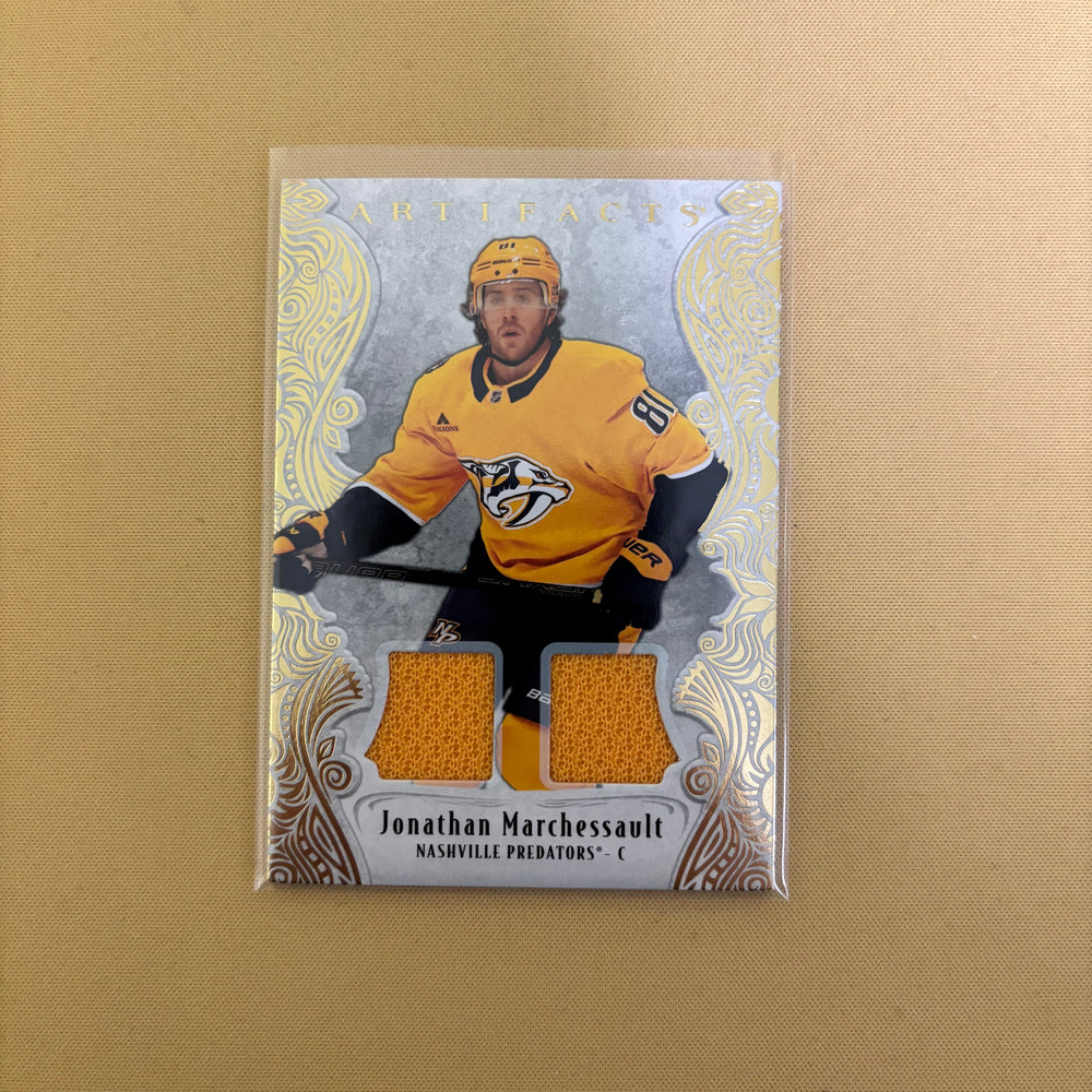 2025/26 Upper Deck Artifacts Jonathan Marchessault Gold Material Jersey /199 Nashville Predators #121 Sports Card