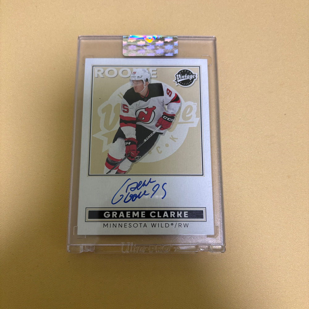 2024/25 Upper Deck Clear Cut Graeme Clarke Vintage Rookie Auto VA-GC Minnesota Wild Sports Card
