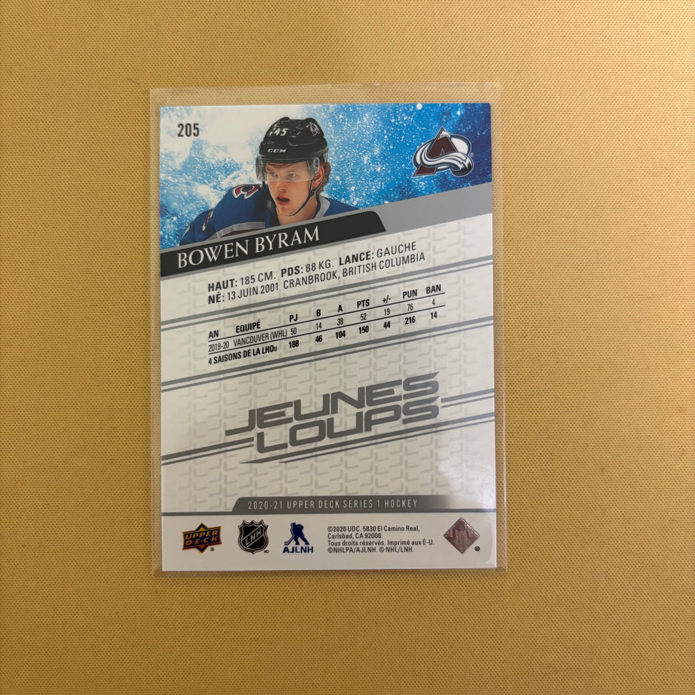2020-21 Upper Deck Series 1 Bowen Byram Jeunes Loups Colorado Avalanche #205 Sports Card