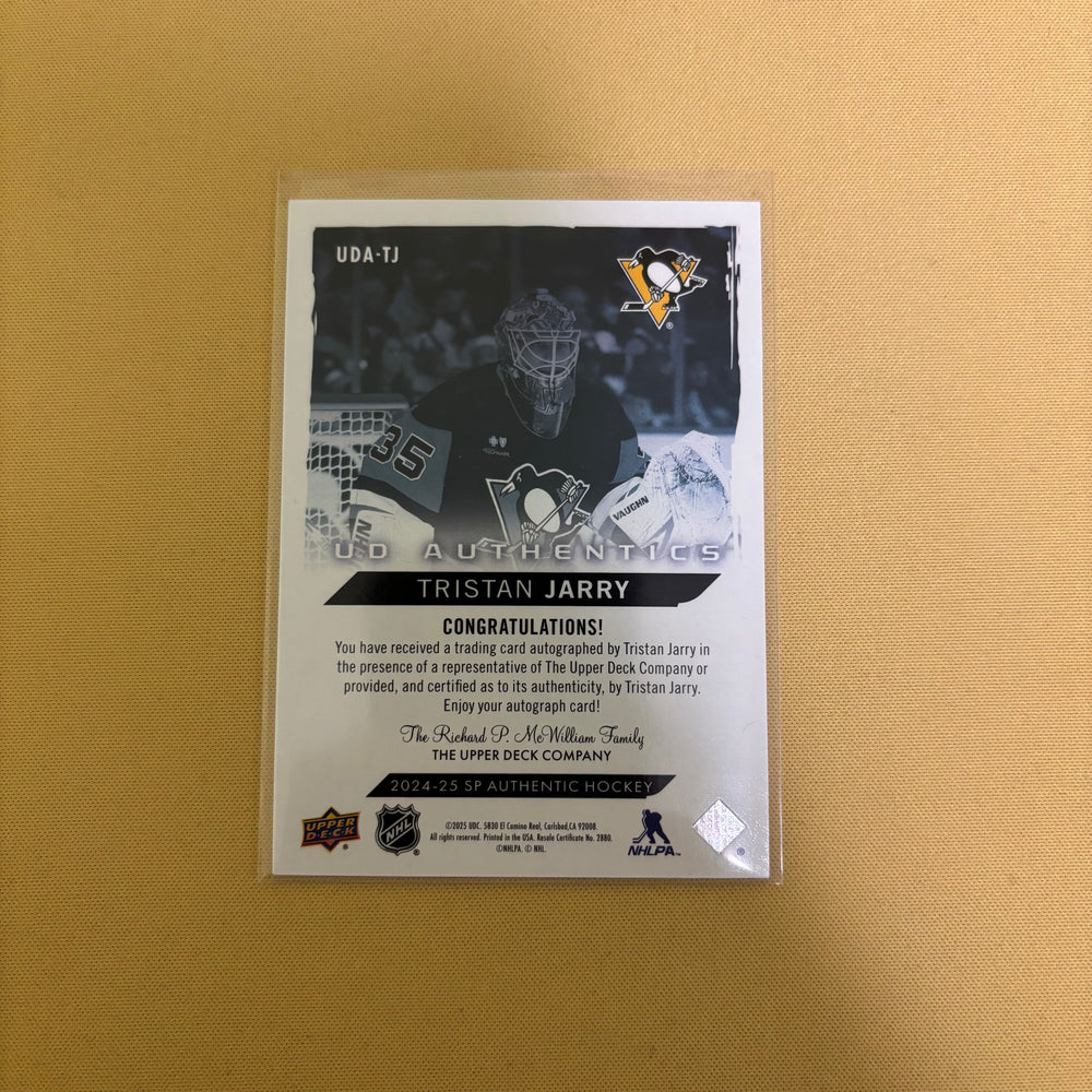 Tristan Jarry 2024-25 SP Authentic UD Authentics Auto UDA-TJ Sports Card