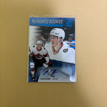 2023-24 SP Game Used Authentic Rookies Auto Tyler Kleven Blue #264 Sports Card