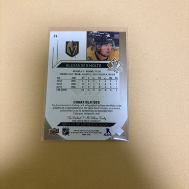 2024-25 SP Authentic #69 Alexander Holtz Limited Auto Vegas Golden Knights Sports Card