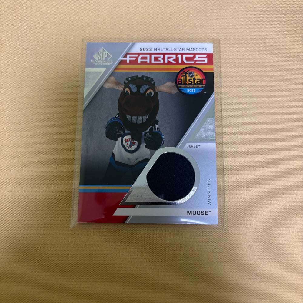 2023/24 Upper Deck SP Game Used Mick E Moose All-Star Mascots Fabrics Jersey ASM-MO Winnipeg Jets Sports Card