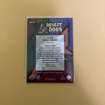 2025/26 Upper Deck Artifacts Oliver Ekman-Larsson Desert Dogs Relics /96 Arizona Coyotes DD-OE Sports Card