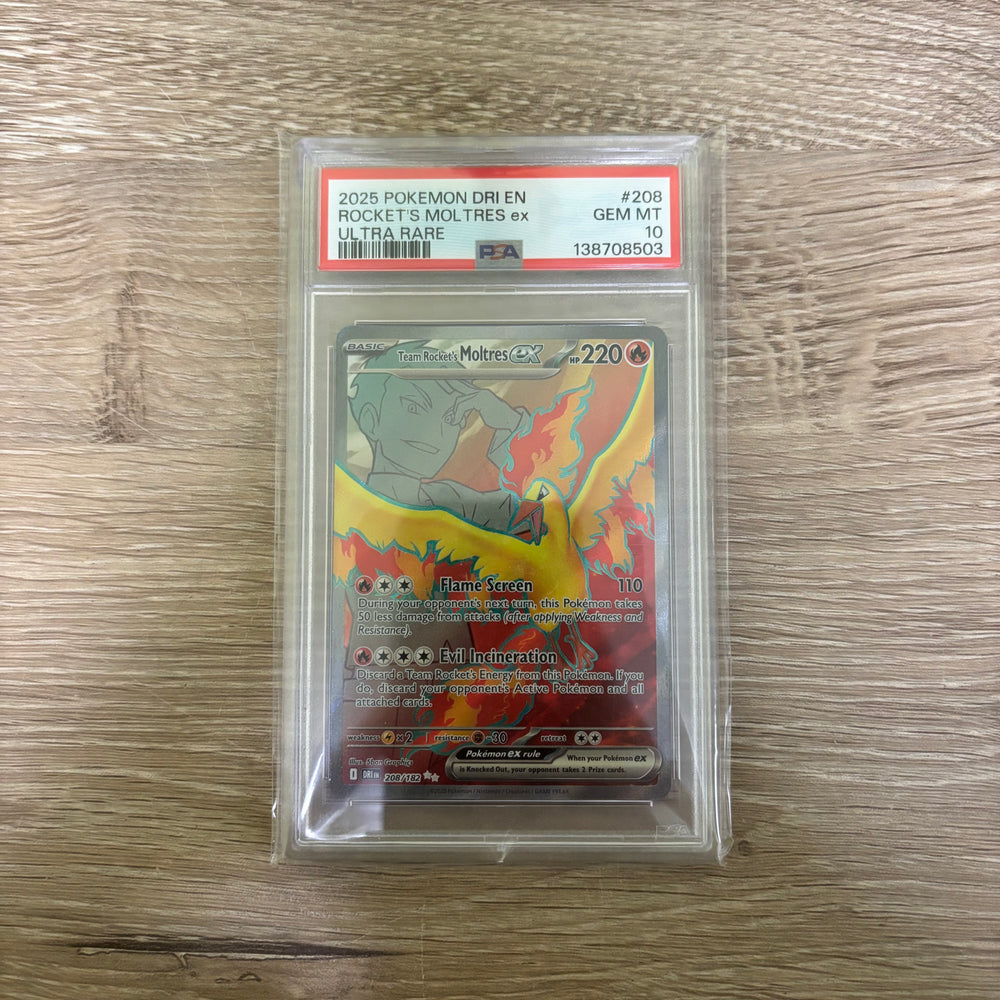 Team Rocket's Moltres ex (208/182) [Scarlet & Violet: Destined Rivals] PSA 10 (138708503) Graded Card