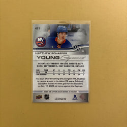 2025-26 Upper Deck Series 2 Matthew Schaefer Young Guns New York Islanders #451 Sports Card