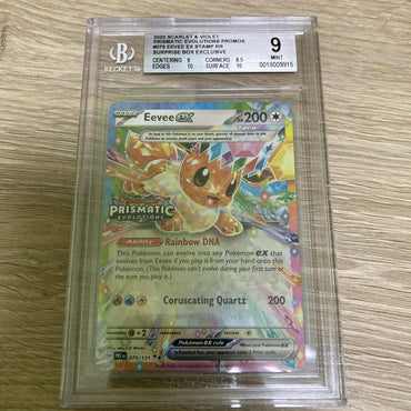 Eevee ex (075/131) (Prismatic Evolutions Stamp) [Scarlet & Violet: Prismatic Evolutions] BGS 9 (0018009915) Graded Card