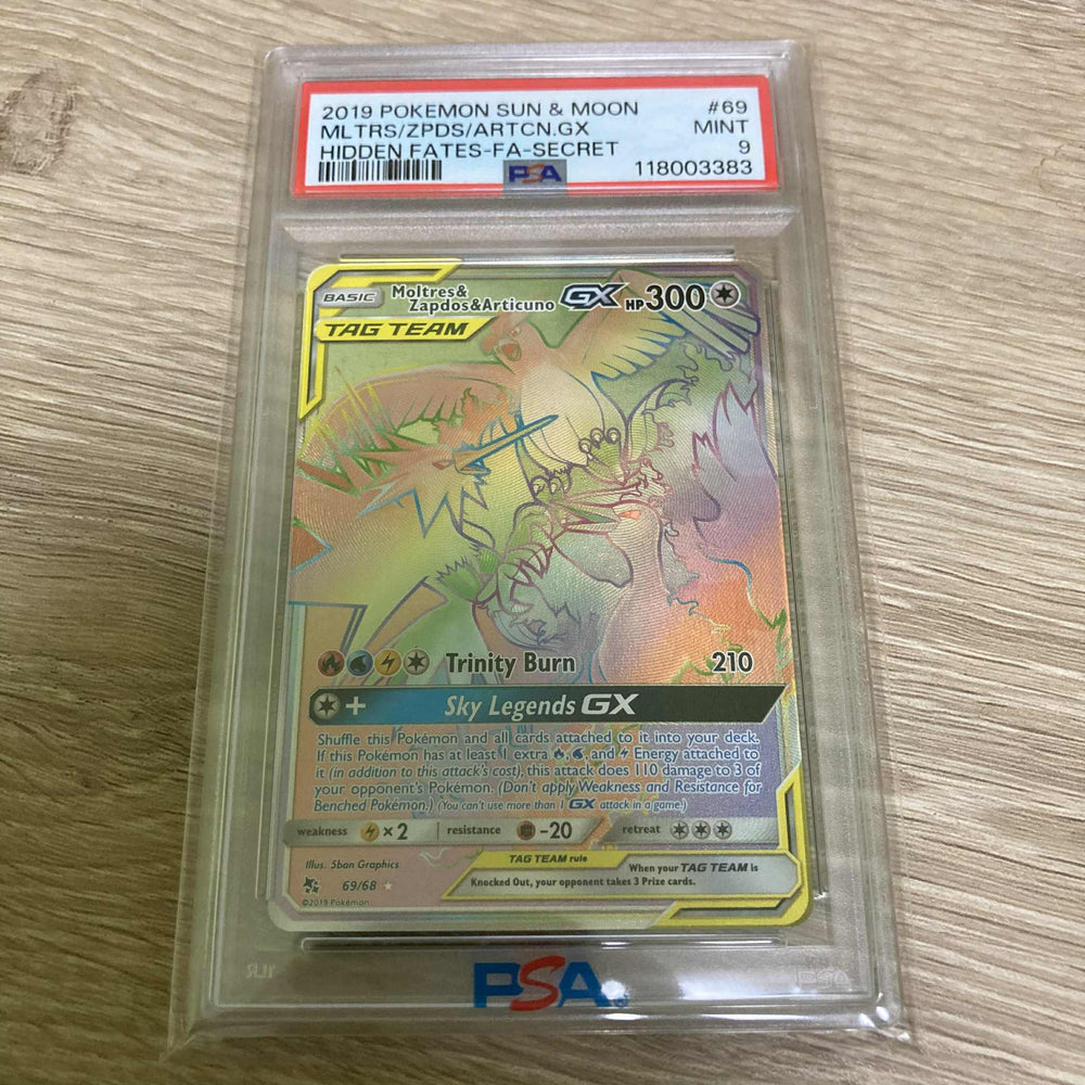 Moltres & Zapdos & Articuno GX (69/68) [Sun & Moon: Hidden Fates] PSA 10 (118003383) Graded Card