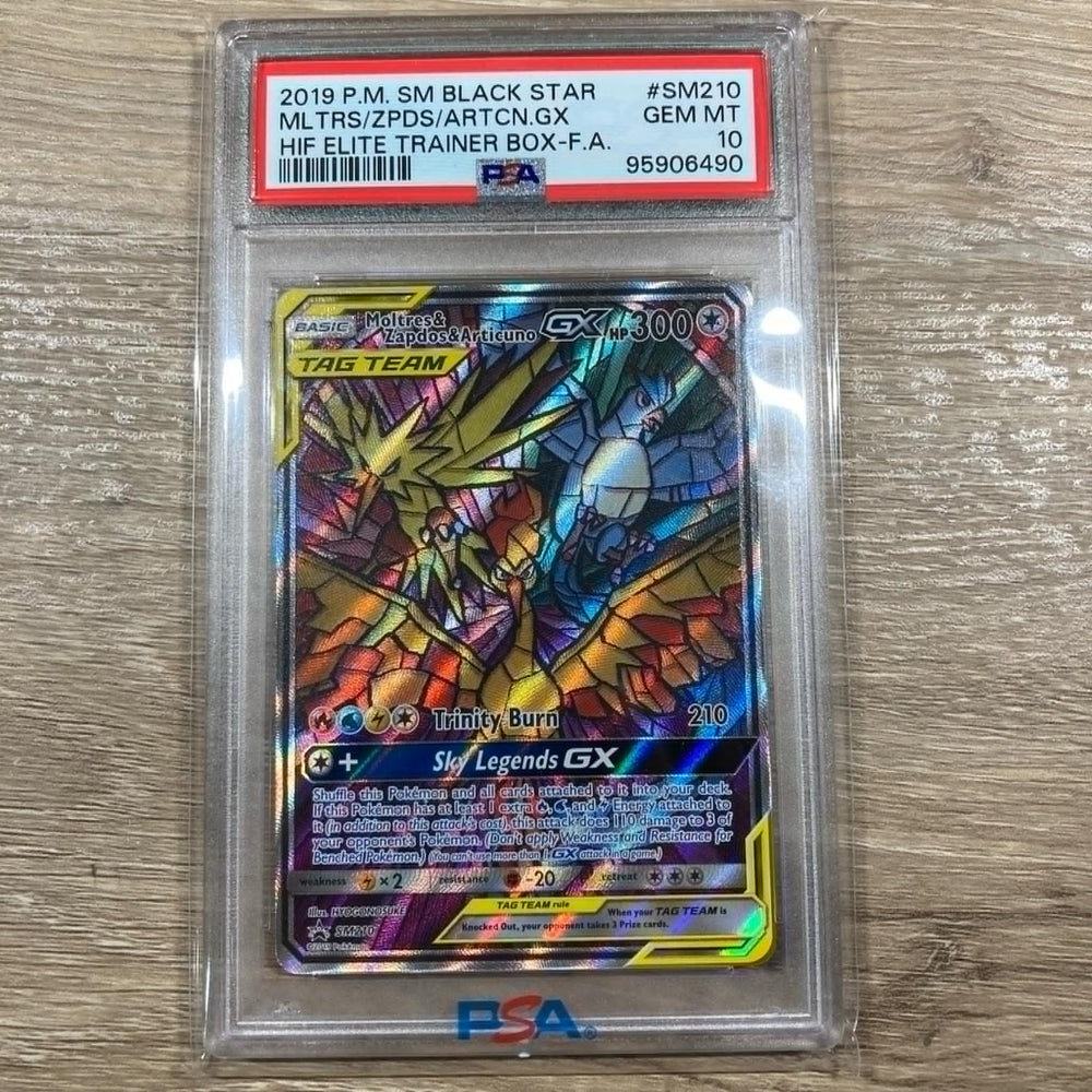 Moltres & Zapdos & Articuno GX - SM210 - Alternate Art Promo PSA 10 (95906490) Graded Card