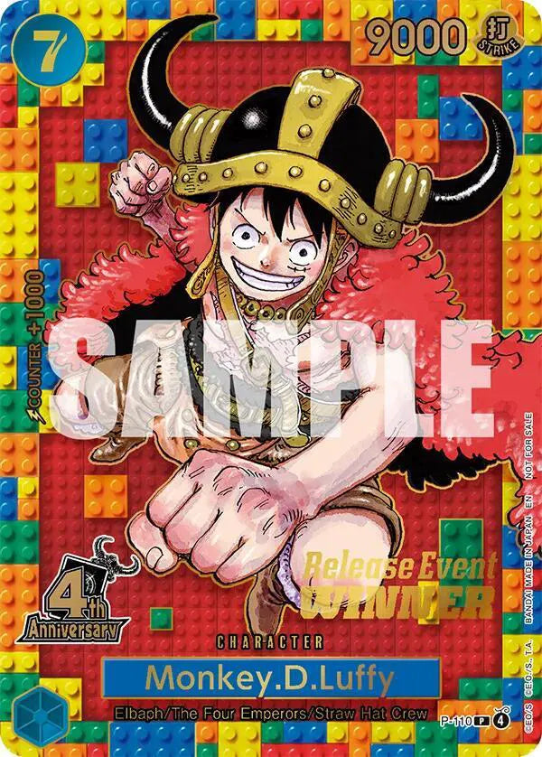 Monkey.D.Luffy (4th Anniversary) (Winner) One Piece Promotion Cards PR P-110