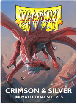 DRAGON SHIELD SLEEVES DUAL MATTE CRIMSON AND SILVER 100CT