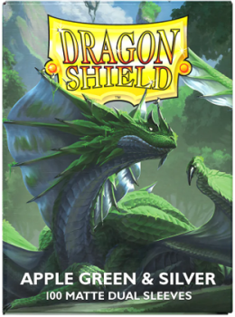 DRAGON SHIELD SLEEVES DUAL MATTE APPLE GREEN AND SILVER 100CT