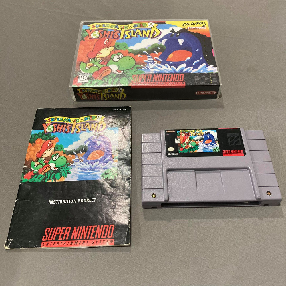 Super Mario World 2 Yoshi's Island + Manual + Custom Case Super Nintendo