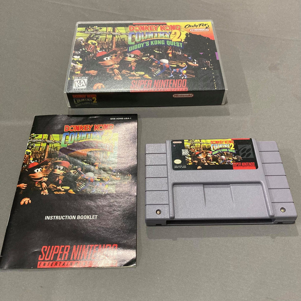 Donkey Kong Country 2 + Manual + Custom Case Super Nintendo