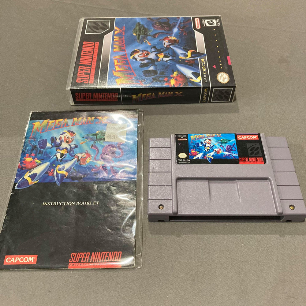 Mega Man X + Manual + Custom Case Super Nintendo