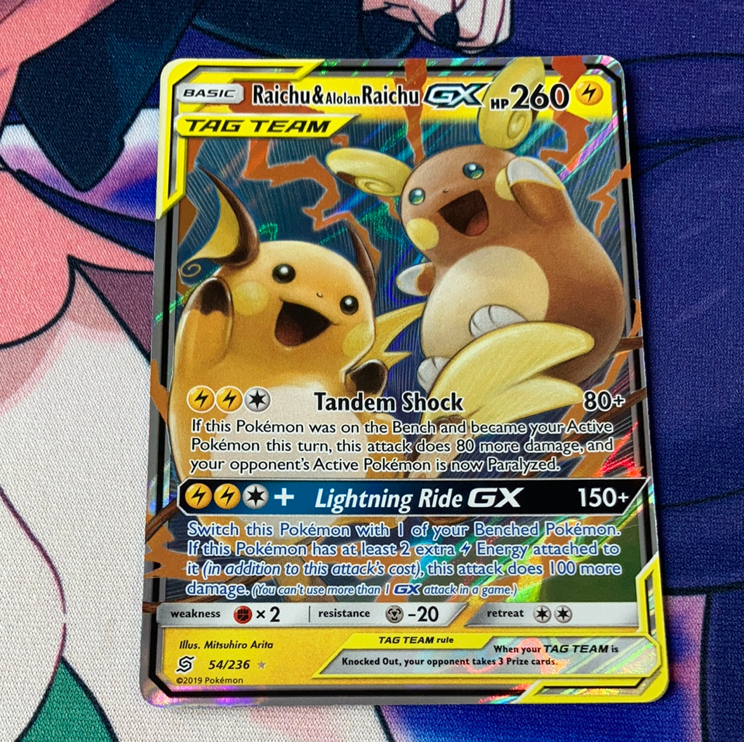 Raichu & Alolan Raichu GX 54/236 (NM) Pokemon Card