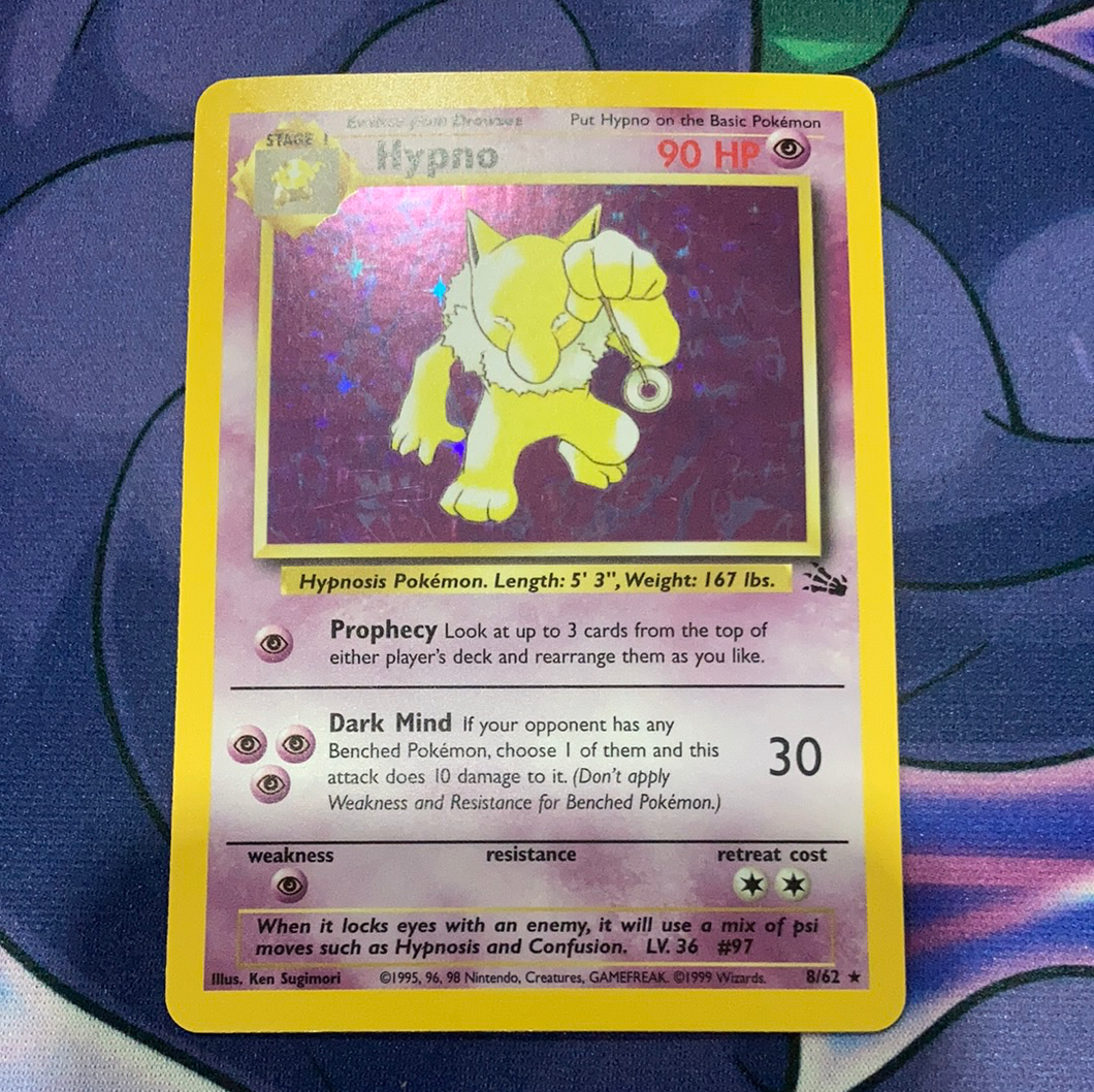 Hypno Fossil Holo 8/62 (VLP) - Pokemon Card