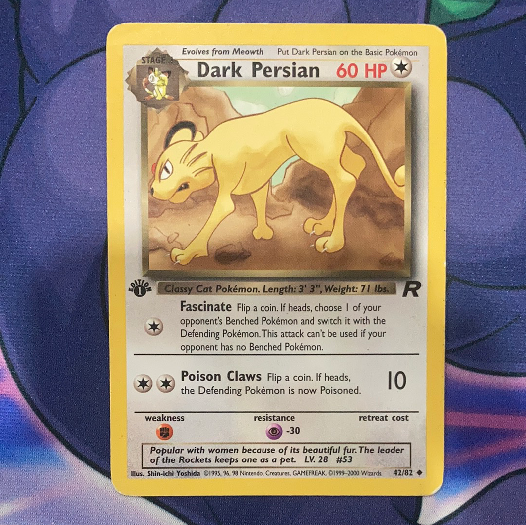 Dark Persian Team Rocket Uncommon 1st Edition (MP) - Pokemon Card
