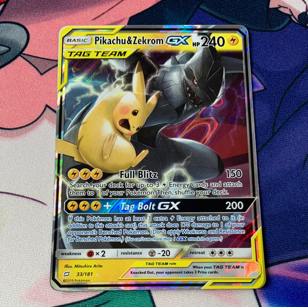Pikachu & Zekrom GX 33/181 (NM) Pokemon Card