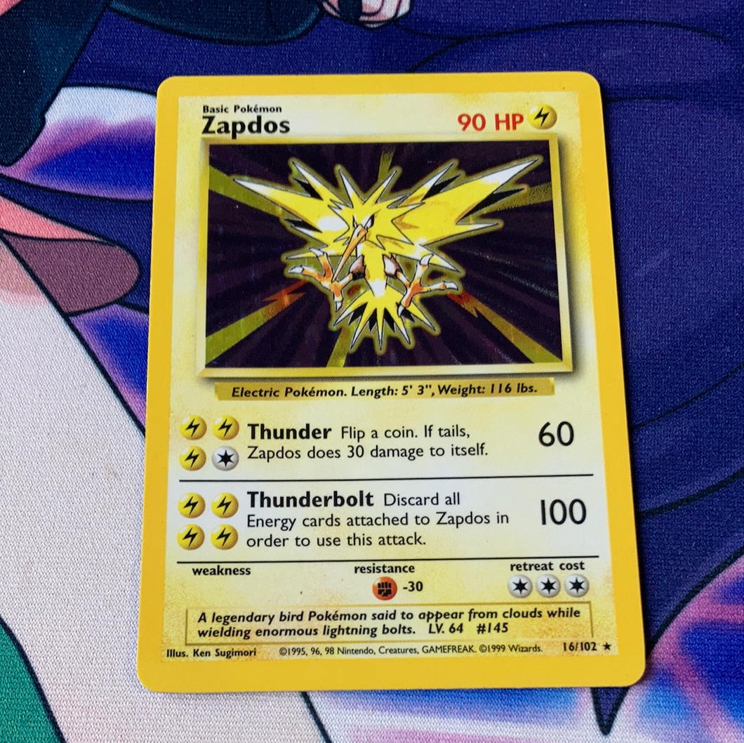 Zapdos Base Set 16/102 (LP) Pokemon Card